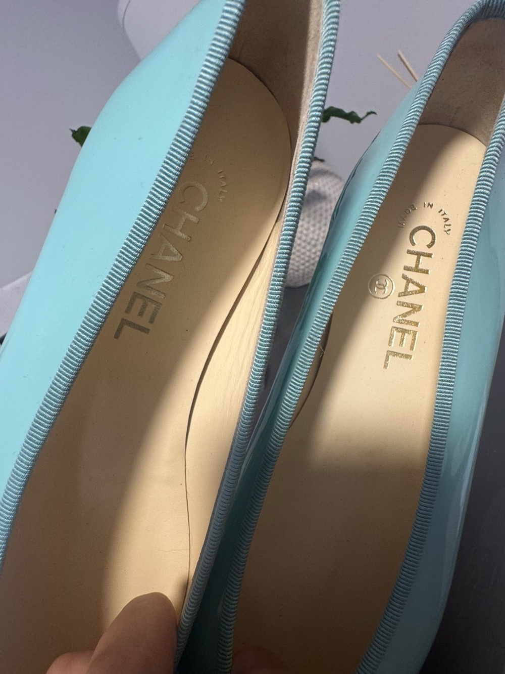 Chanel Turquoise Patent Leather Ballet Flats - Picture 5 of 13